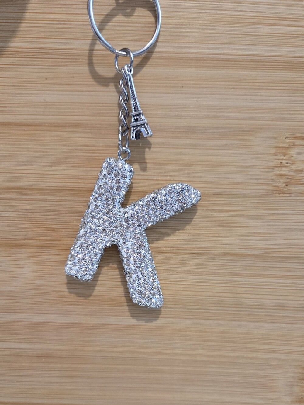 NWT Bling Rhinestone Letter 'K' Eiffel Tower Keychain